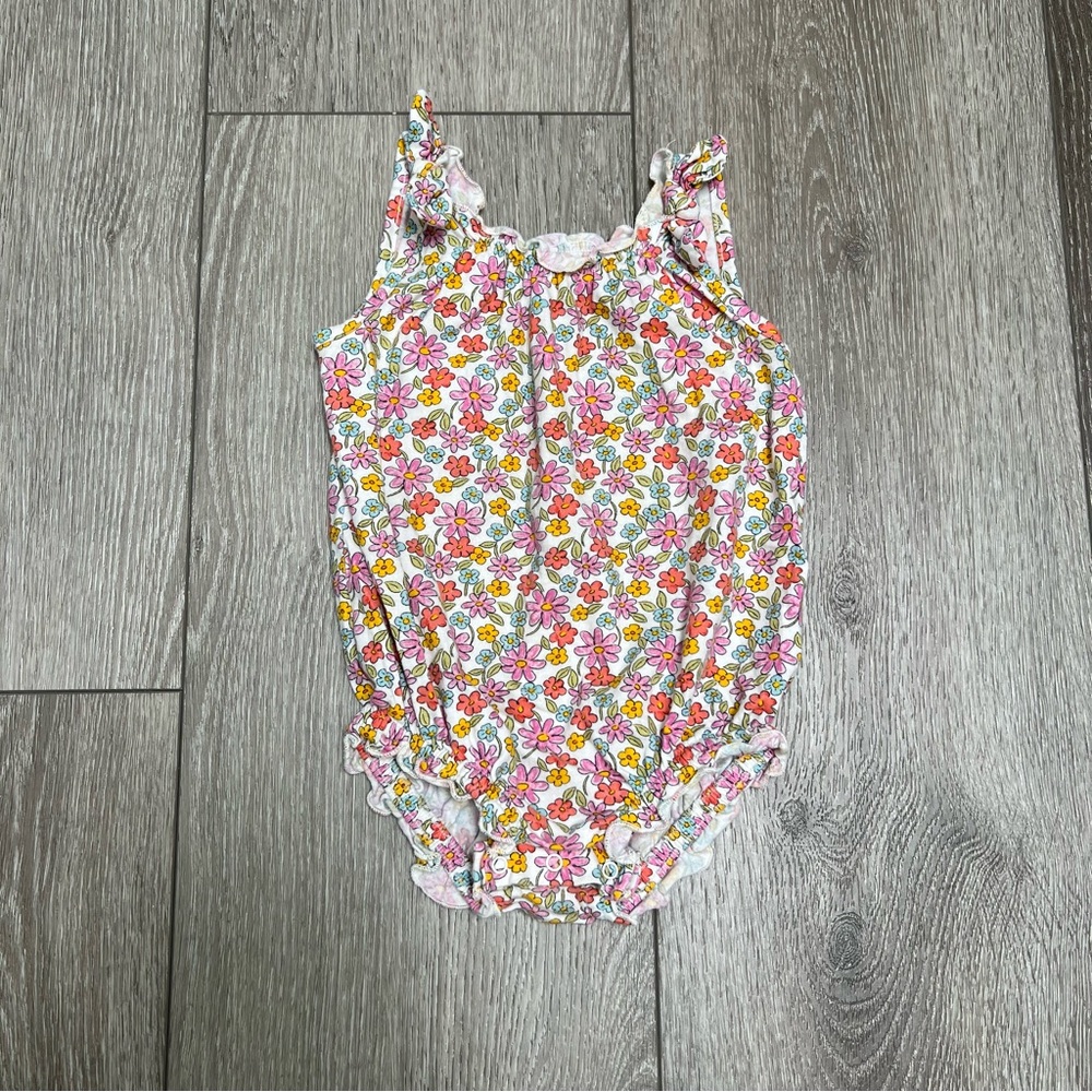 OLD NAVY SLEEVELESS BUBBLE ROMPER FLORAL 18-24MO